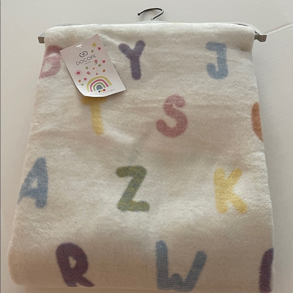 Docofil Kids Baby ABC Alphabet Plush Blanket - Pastel Multi Reversible NWT